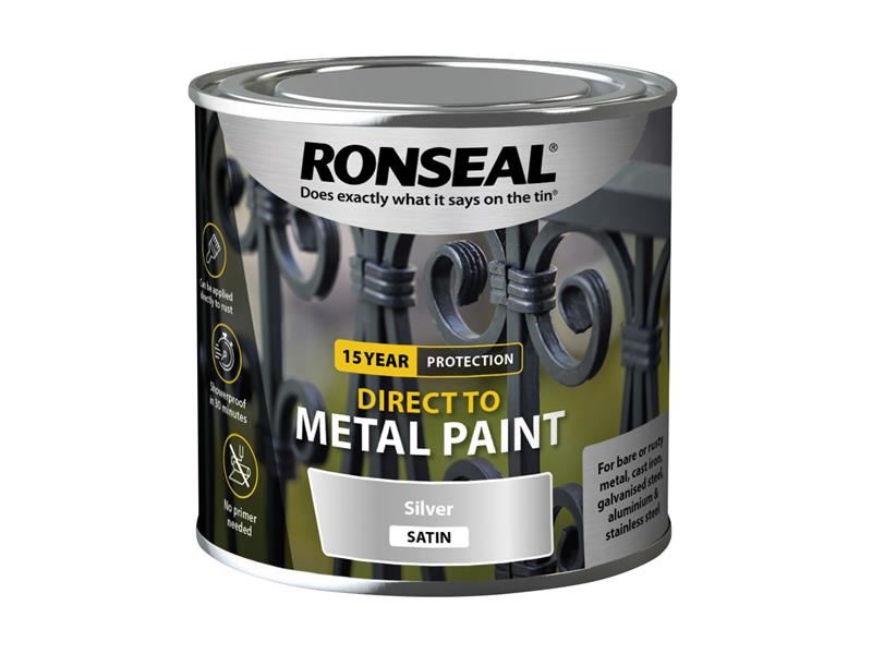 Ronseal - Βερνίκι Μεταλλικών Επιφανειών Direct to Metal - Ασημί Satin, 250ml