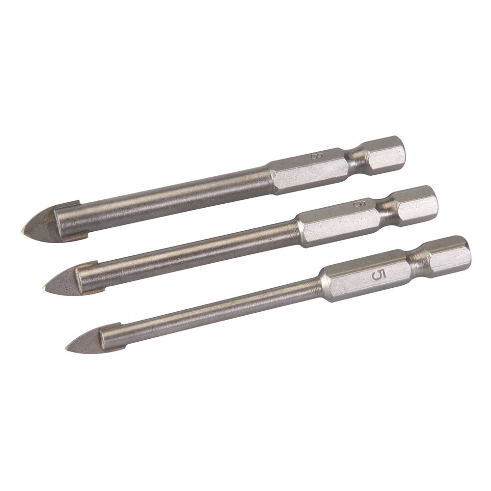 Silverline 六角軸タイル・ガラス用ドリルビットセット 5, 6, 8mm