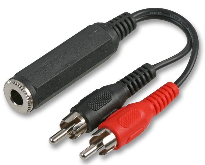 PRO SIGNAL 6.35mm Stereo Jack to Twin RCA Adapter Lead, 100mm, Black