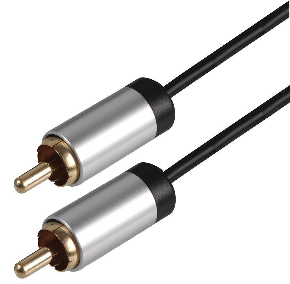 PRO SIGNAL Slim Phono RCA Plug Lead, 0.5m Black