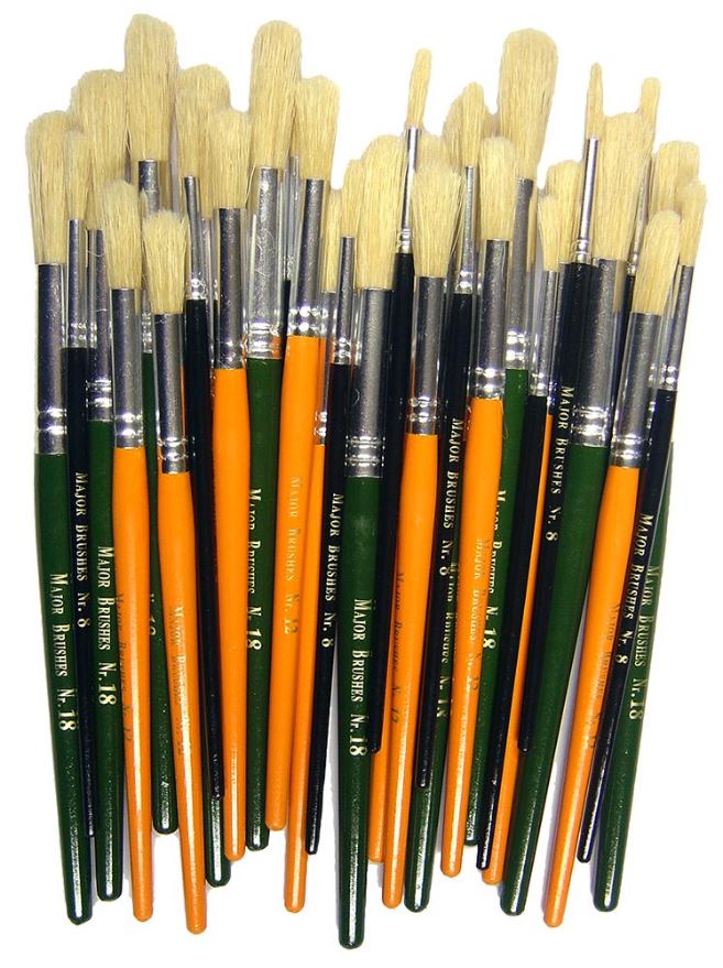 Major Brushes Hog Bristle Round Tip Paint Brushes, Assorted Sizes (30 Pack)
