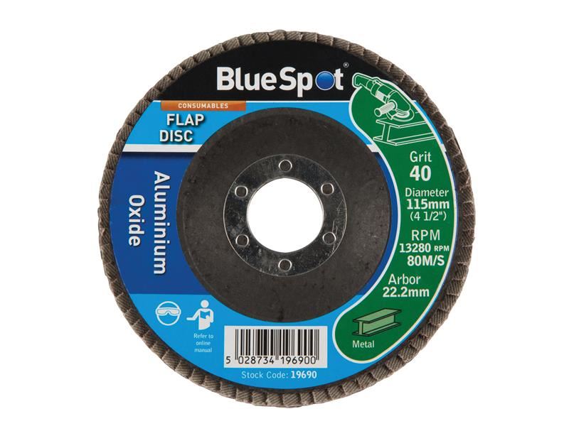 Blue Spot Tools - Diosca Mealltóireachta Scagtha, 115mm, 40 Grit Alúmanam Ócsaí