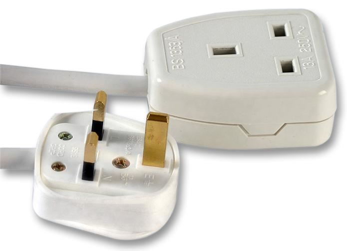 PRO ELEC 1-Gangs verlengkabel, Wit, 2m