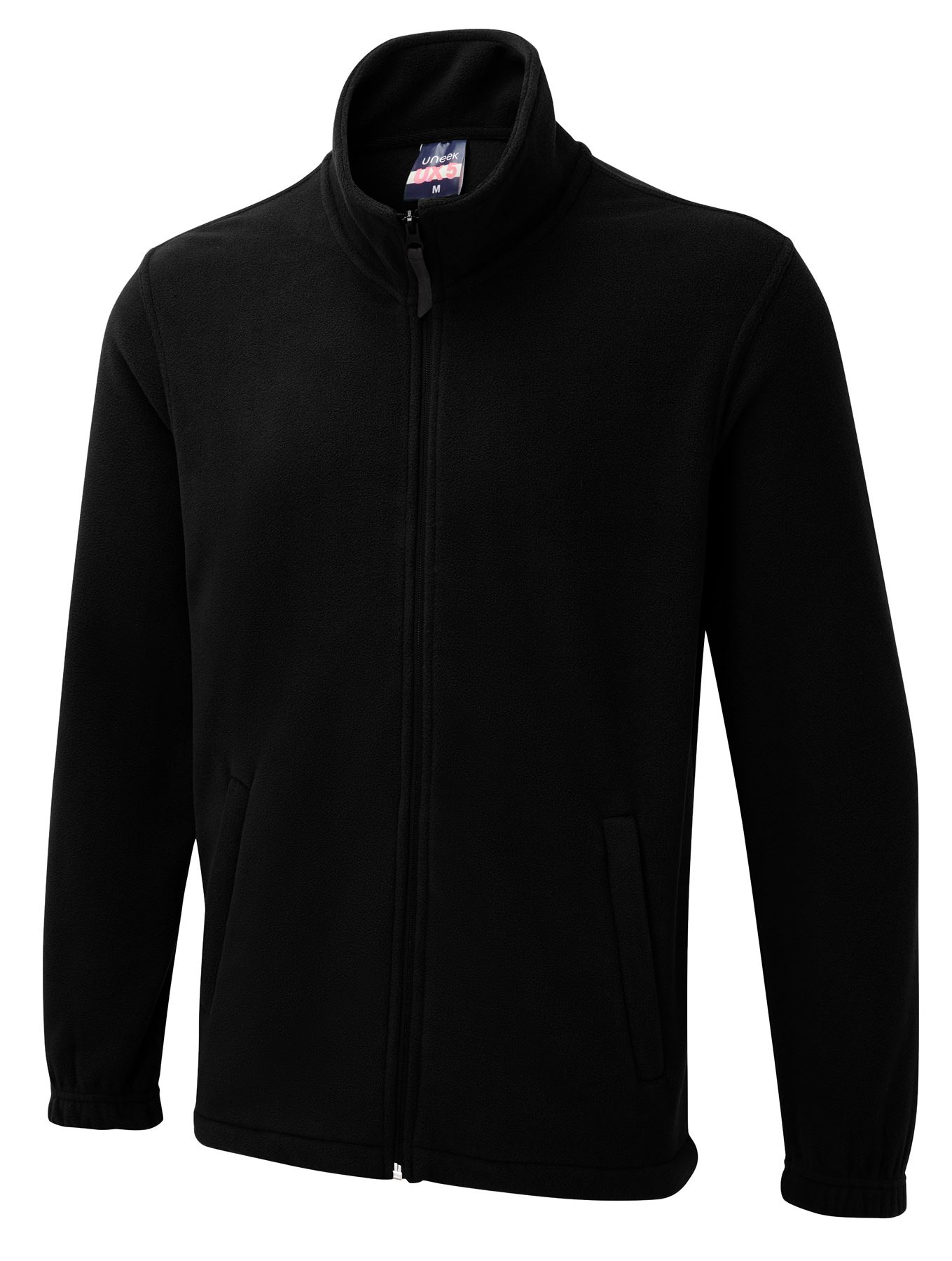 Uneek UX Full Zip Fleece, 100% Polyester, Black, Size S