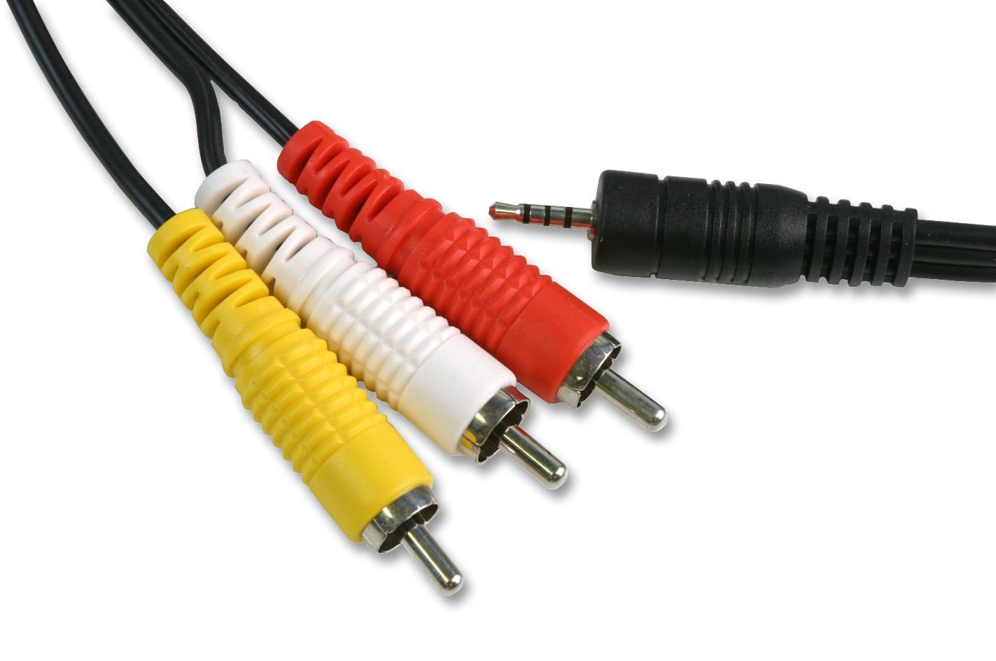 Pro Signal 2.5mm 4-Pole Jack to 3x RCA Lead, 3m Black