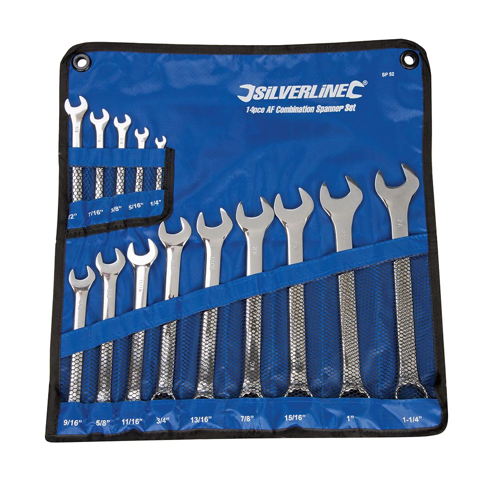 Silverline Combination Spanner Set 14-Piece, 6.5mm to 32mm, Chrome Vanadium