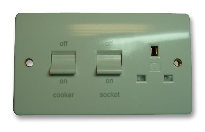 MK Logic Plus Cooker Control Unit, White, 2-Gang