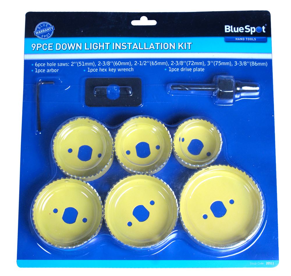 Blue Spot Tools - Kit d'Installation pour Encastrés 9 Pièces (51-75mm)