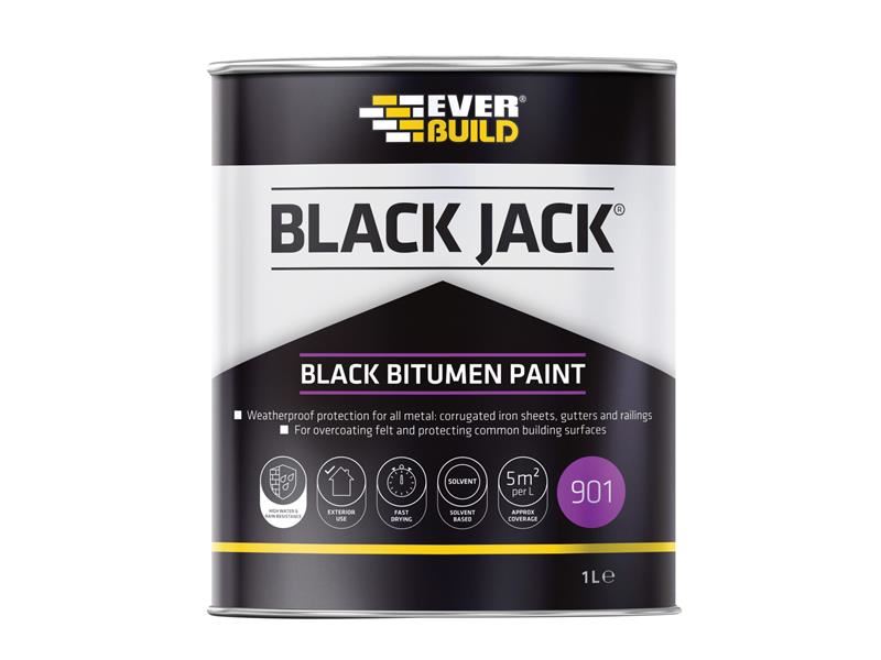 Everbuild Sika Black Jack 901 Bitumen Paint, 1 Litre