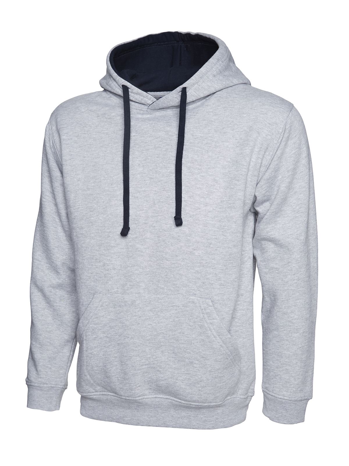 Uneek Clothing - 男女通用撞色連帽衛衣/衛衣 - 50%聚酯纖維 50%棉 - 灰調海軍藍 - 尺碼S