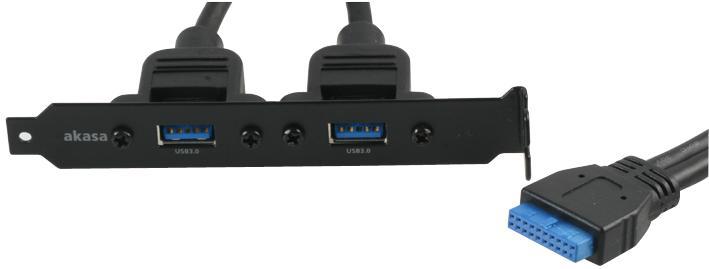 AKASA Adaptateur USB 3.0 Femelle vers Connecteur 19 Broches, 0.5m - Double Port