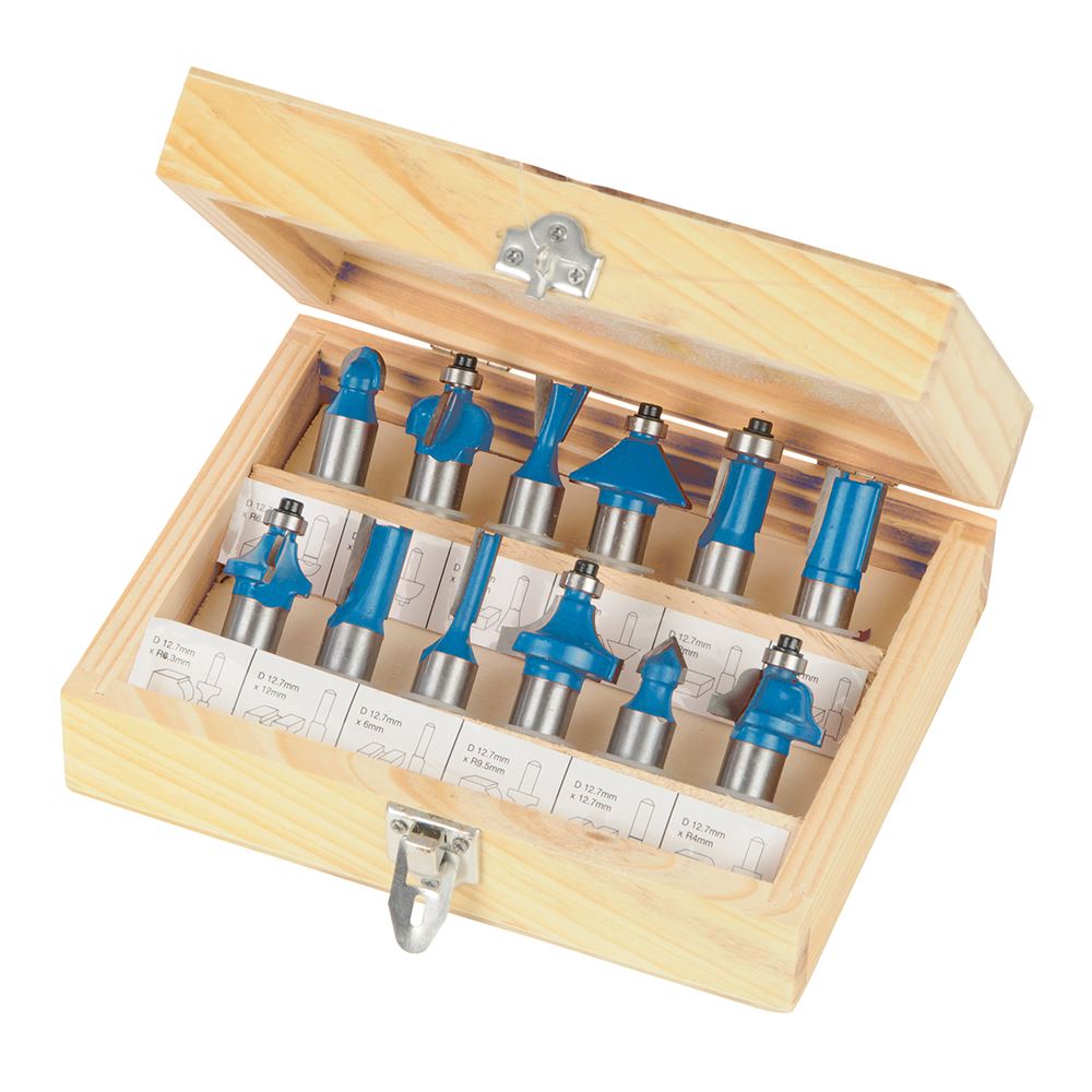 Silverline 1/2in TCT Router Bit Set, 12-Piece