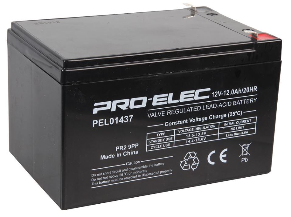 PRO ELEC - Bateri Asid Plumbum AGM 12Ah 12V