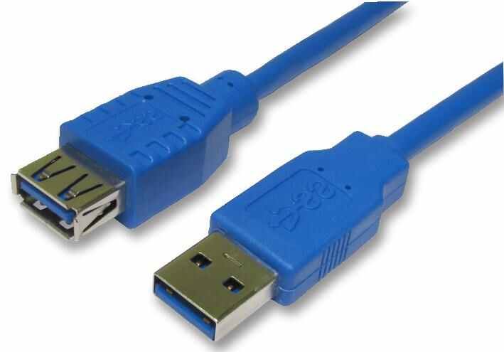 Pro Signal USB 3.0 A Male to A Female Lead, 2m, Blue