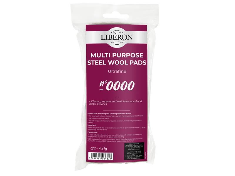 Liberon Υπερλεπτό Μεταξωτό Ατσαλί Grade 0000, 4 x 7g