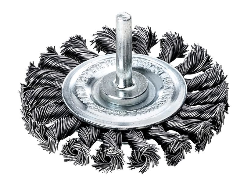 Lessmann - Brosse à noeuds, 75 x 9mm, Fil d'acier 0.50mm, Tige 6mm