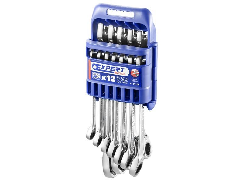 Britool Expert 12-Piece Ratchet Spanner Set, Chrome Vanadium Steel
