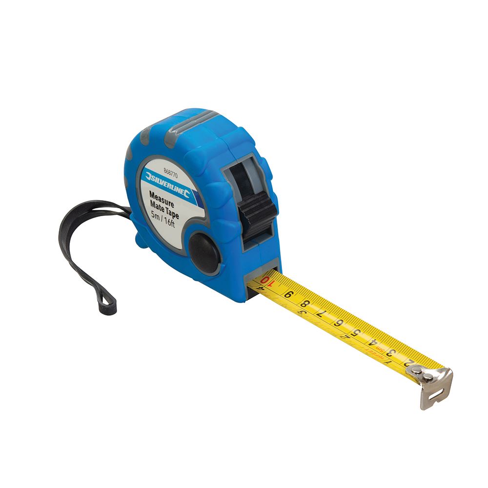 Silverline Measure Mate Tape 5m x 19mm with Rubber Grip