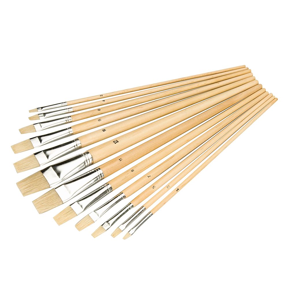 Silverline Artist's Paint Brush Set, 12-Piece Flat Tips