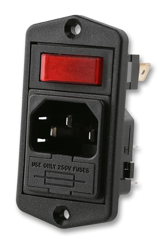 BULGIN LIMITED Modulo di Ingresso Alimentazione IEC C14 POLYSNAP, Rosso, Illu