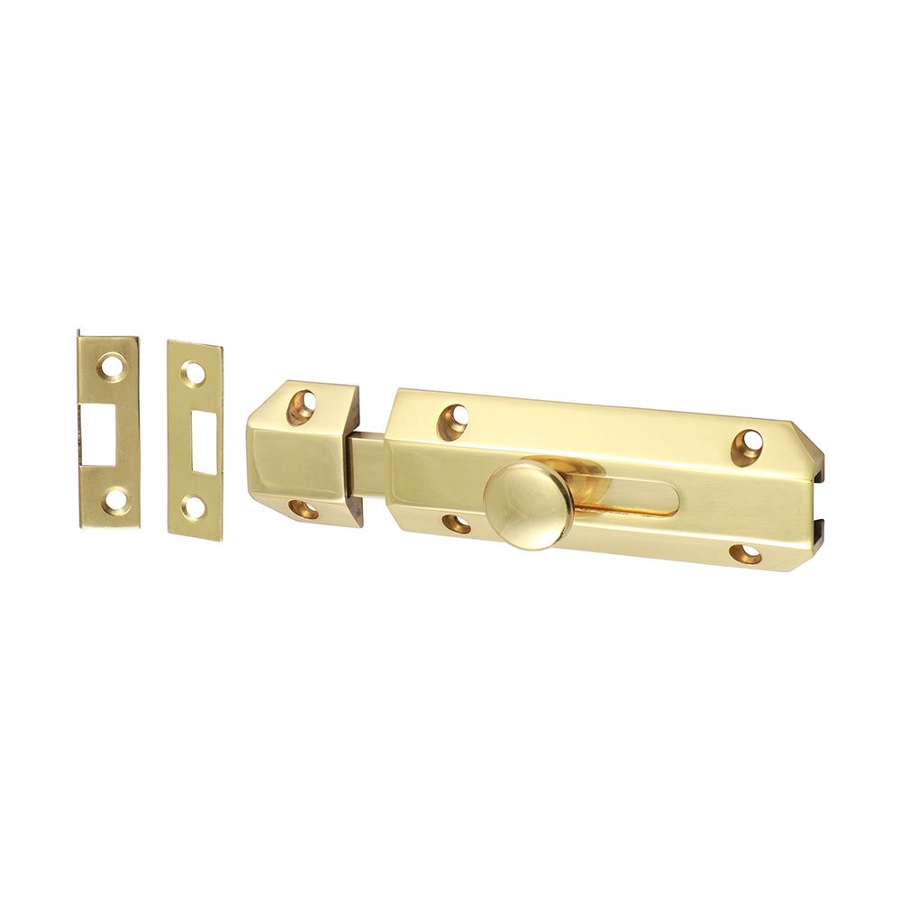 Timco Verrou architectural à section plate, laiton poli, 100 x 35mm
