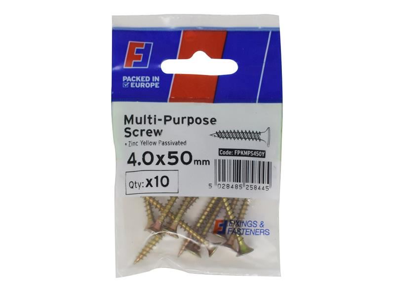 ForgeFix Vis multifonction à tête fraisée Pozi 4,0 x 50 mm, paquet de 10