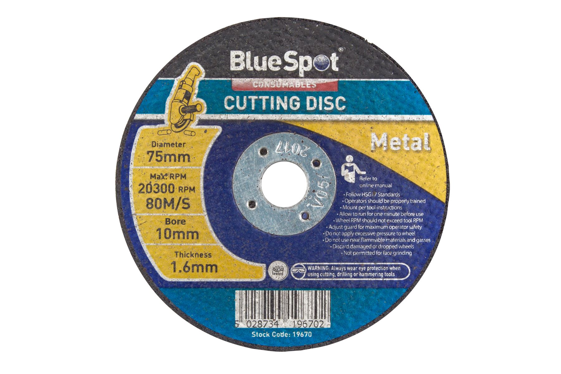 Blue Spot Tools 75mm Metal Cutting Disc for Steel & Non-Ferrous Metals