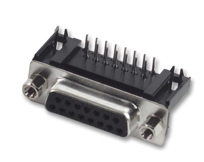 Multicomp Pro 15-Pin D-Sub Right Angle PCB Socket, Gold