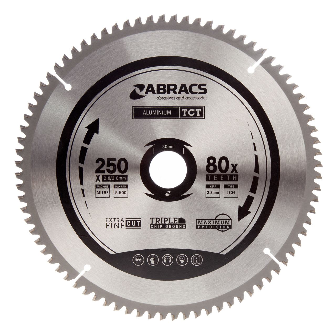 Abracs Lâmina de Serra Circular TCT para Alumínio, 250mm, 80 Dentes