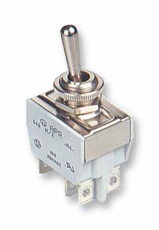Apem מתג טוגל מתכת, SPDT, ON-ON, 15A