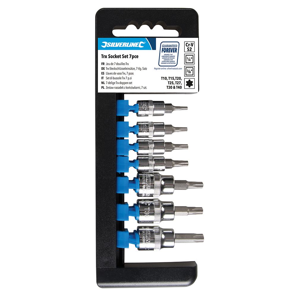 Silverline T10-T40 Socket Set 1/4 & 3/8 Drive, 7-Piece
