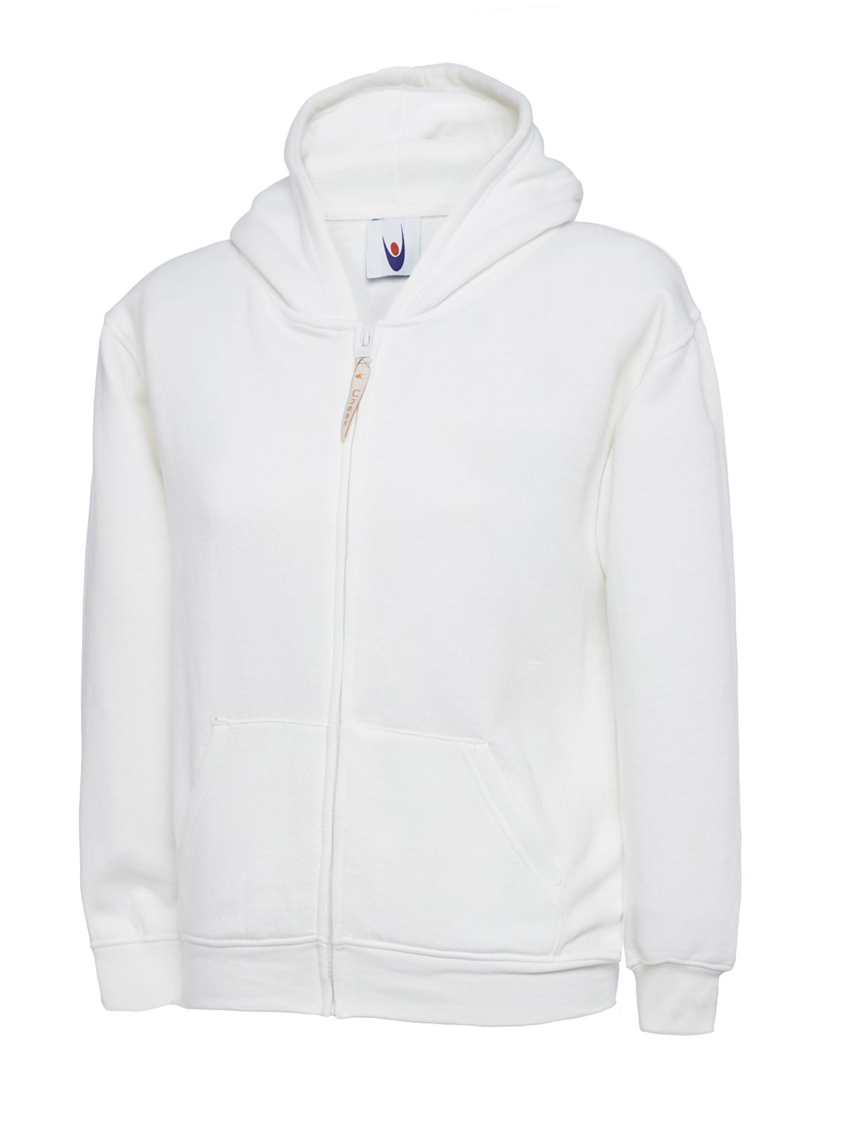 Felpa con Zip Classica per Bambini Uneek - 50% Poliestere 50% Cotone - Bianco -