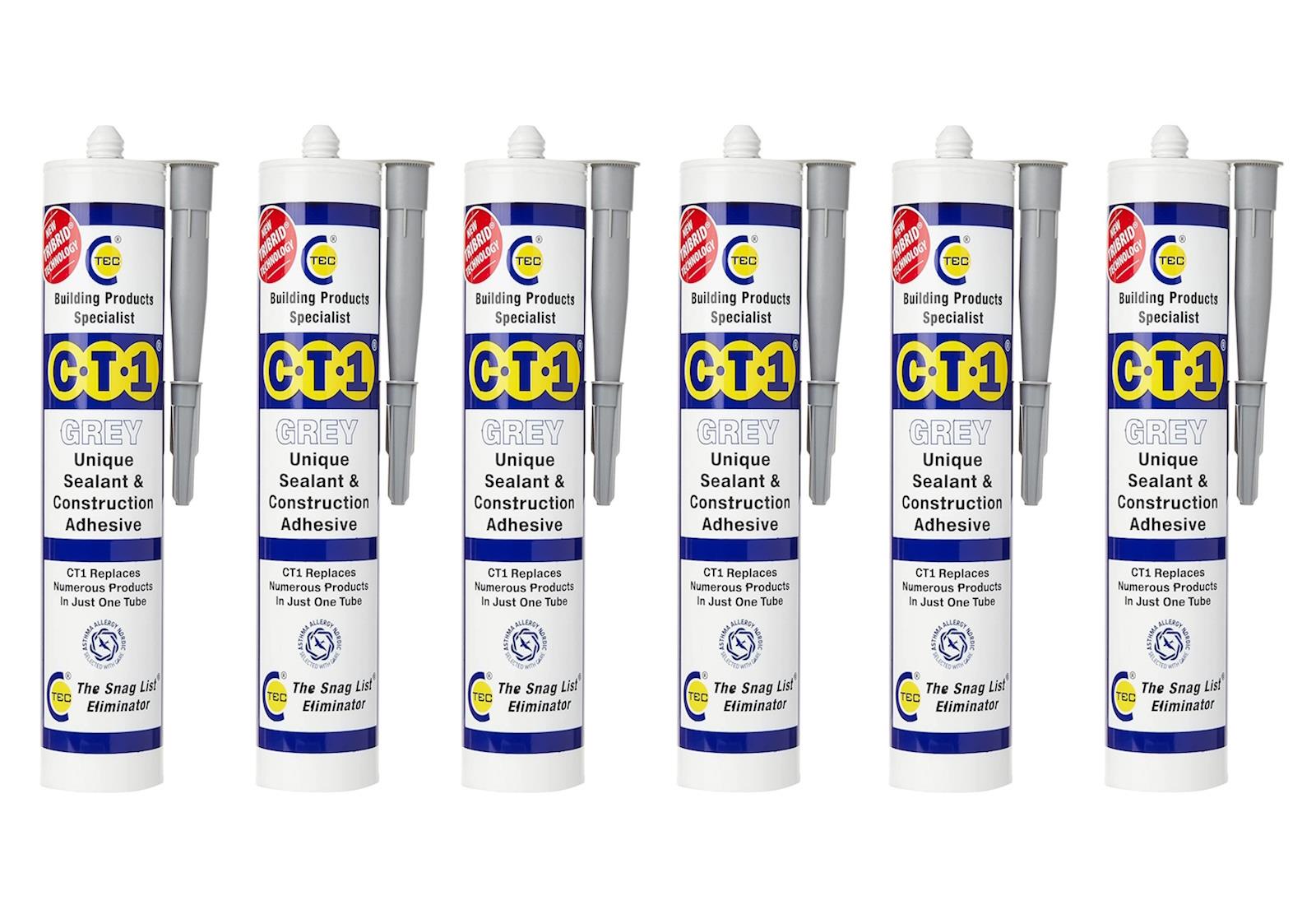 CT1 Grey TRIBRID Sealant & Adhesive - Pack of 6 Tubes