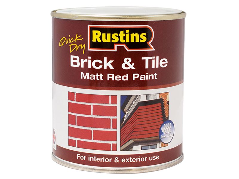 Rustins Snel drogende Baksteen- en Tegelmatte Verf - Rood, 500ml