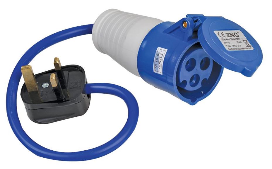 PRO ELEC 16A 230V UK 13A Plug to CEE Socket Extension Lead, Blue, 350mm