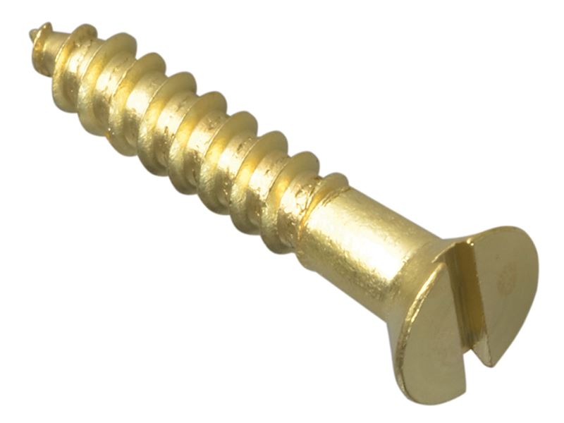 ForgeFix Slotted Raised Head Brass Wood Screws 1in x 8 (Pack of 16)