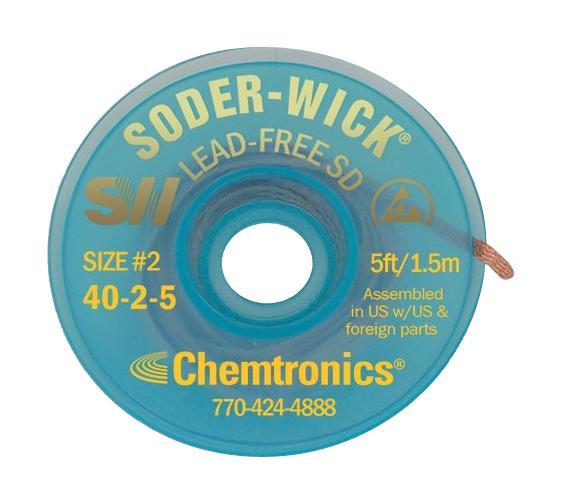 CHEMTRONICS Soder-Wick Lead-Free Desoldering Braid, 1.5mm x 1.5m, Yellow Label