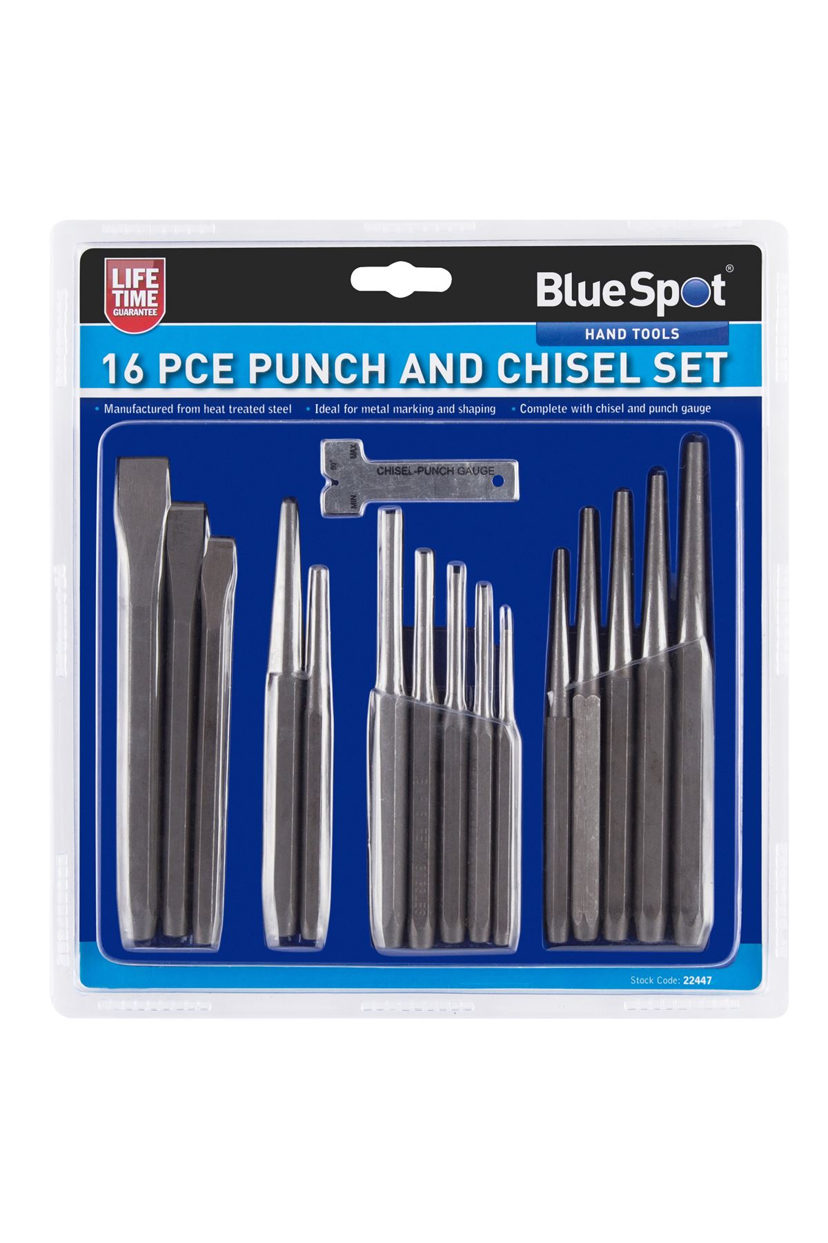Blue Spot Tools Set da 16 Punzoni e Scalpelli in Acciaio Lega