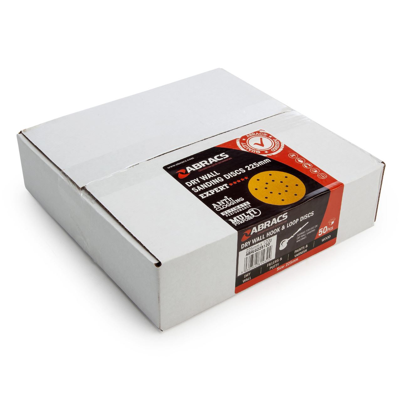 Abracs Discos de Lija de Gancho y Bucle, 225mm, Grano 120, Paquete de 50