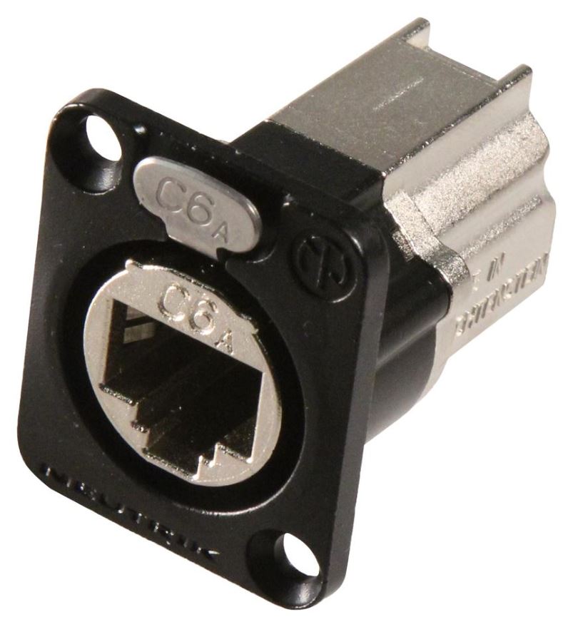 NEUTRIK RJ45 Cat6 Feedthrough Adaptor, Shielded, D-Shaped, Black