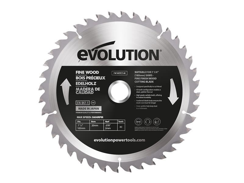 Evolution Feinschnitt-Sägeblatt für Gehrungs- und Tischsägen 185 x 20mm x 40Z