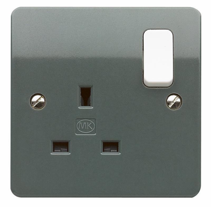 MK Logic Plus שקע דו קוטבי עם מתג 13A, גווי