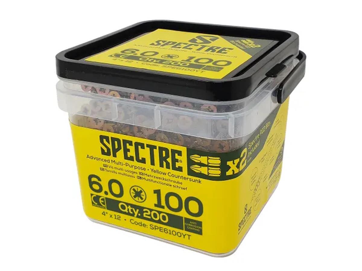 ForgeFix ברגי עץ Spectre PZ 6.0x100 מ״מ, ראש שקוע, חבילה 200 יחידות