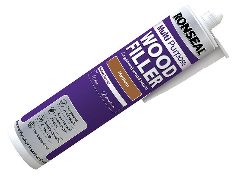 Ronseal Multipurpose Wood Filler, Medium Shade, 310ml Cartridge