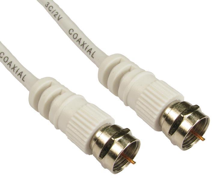 PRO SIGNAL Cable Satélite F Plug a F Plug, Niquelado, 3m, Blanco