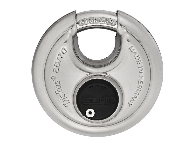 ABUS 20/70mm Diskus Plus Padlock, Stainless Steel, 2 Keys