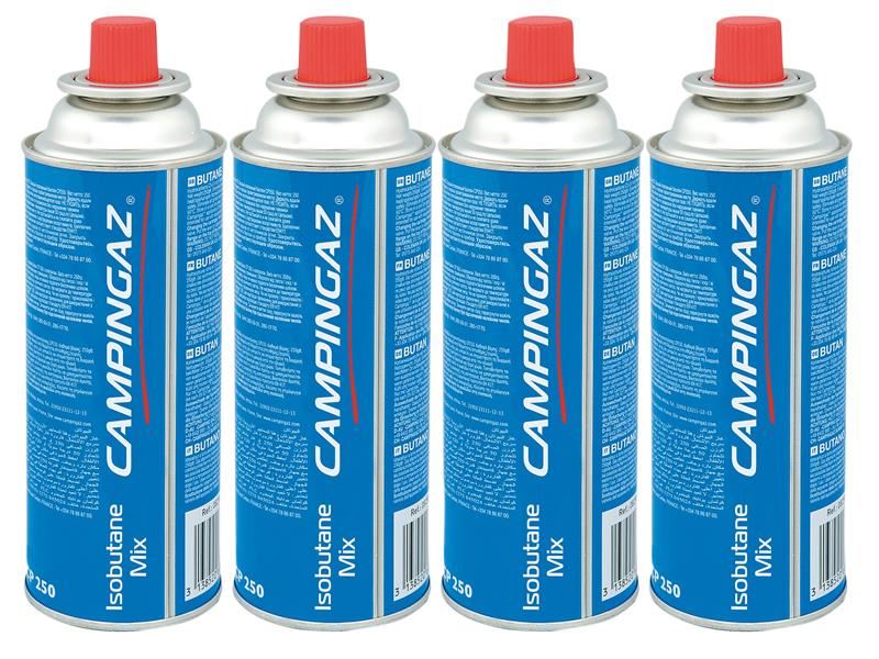 Campingaz CP250 Isobutane Gas Cartridge, 220g, Pack of 4