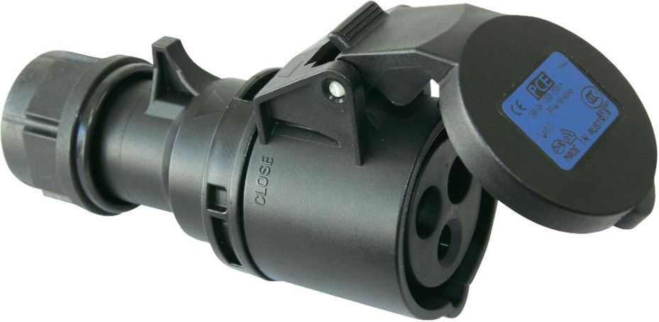 PCE Shark 16A 230V CEE 소켓, 2P+E, 블랙, IP44