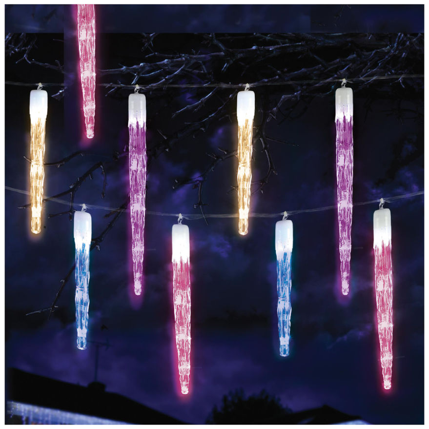PREMIER Luces de Carámbanos 24pc con 72 LEDs Arcoíris