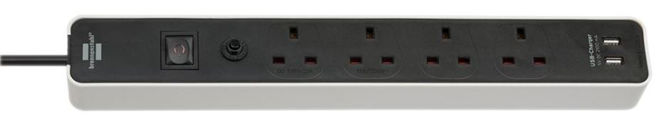 Brennenstuhl Ecolor FB 4-Θυρα Επέκτασης με USB, 3m, Μαύρο/Άσπρο